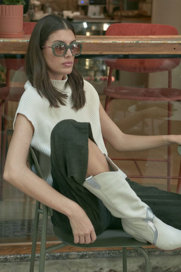 BOTAS DI CAPRIO OFF WHITE & PLATA